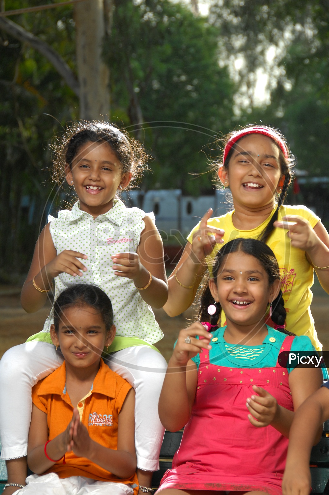 Indian Girl Children Laughing in a Group