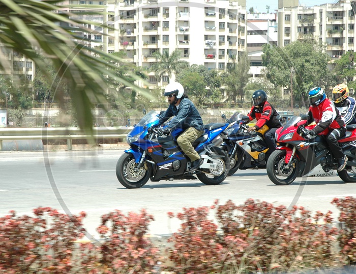 Telugu Film  Actor Nagarjuna in a Bike Sequence in a Movie at Race Course Mumbai