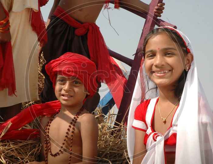 Indian Children in Getups For a Song Shooting in a movie