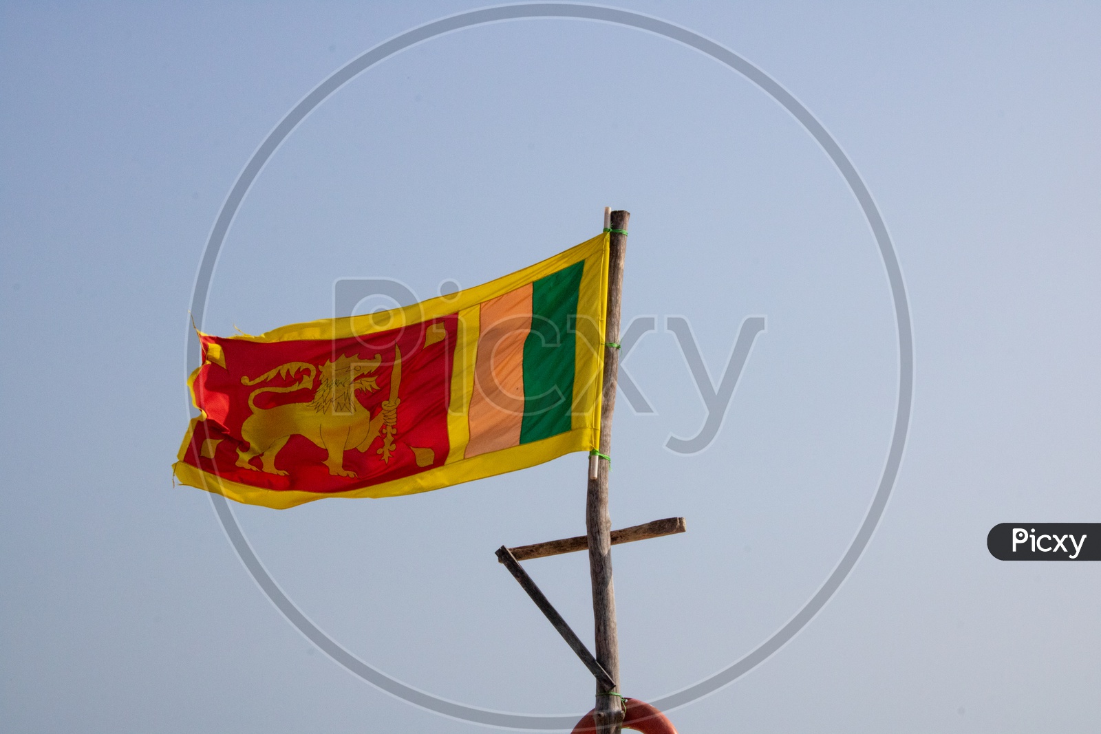 Sri Lanka National Flag by the beach