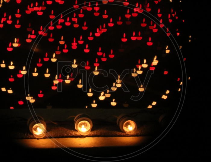 A Beautiful illusion effect Created By Bokeh Effect of diwali Dias