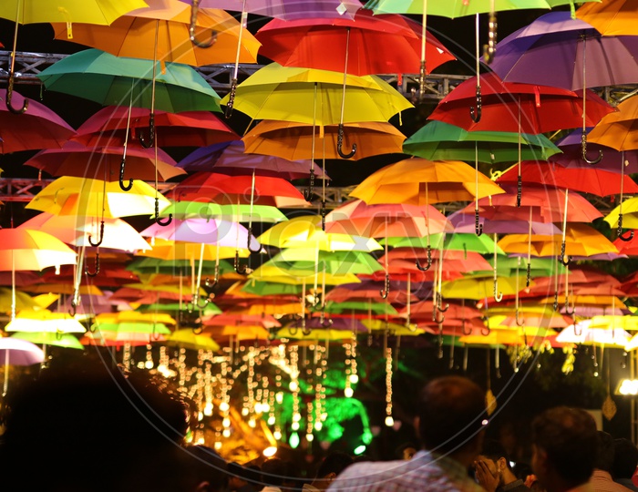 Colorful Umbrellas  with Bokeh Background