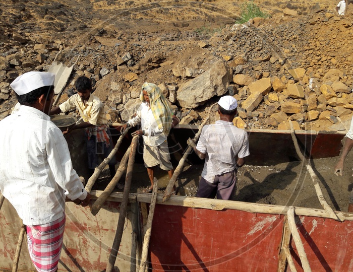Workers on a Construction Site In Maharastra,India