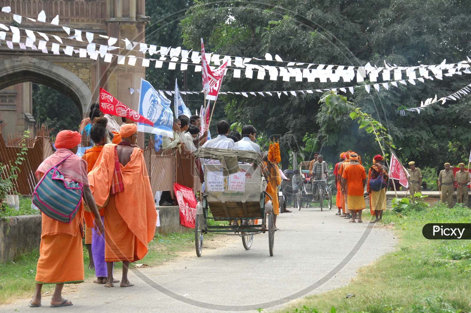 Indian Sadhu /  baba in Saffron Clothes in Varanasi