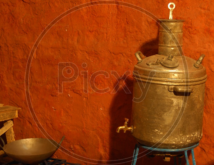Indian Old Brass Water heating Vessel