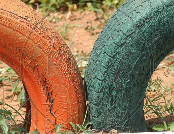 A Composition Shot Of Rubber Tyre