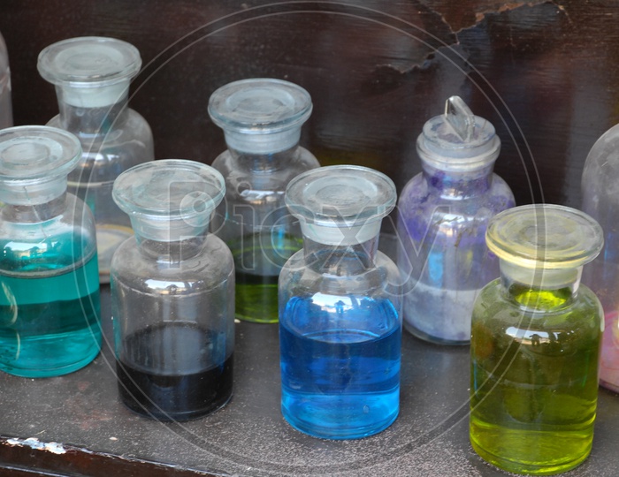 Coloured Water In Lab Containers