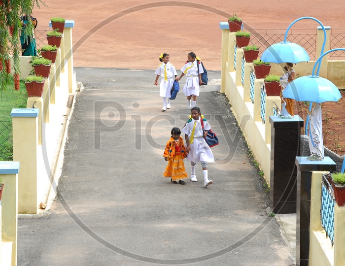 Girl Children in School Uniform In a School Compound