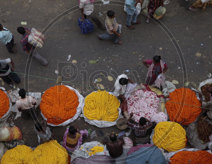 A Flower market Aerial View In Kolkata