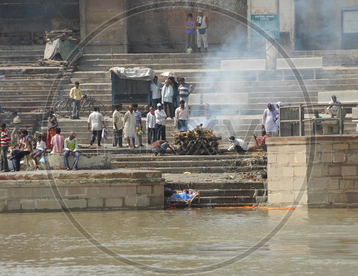 Indian Hindu Devotees Dead bodies Burning in Harishchandra Ghat in Varanasi