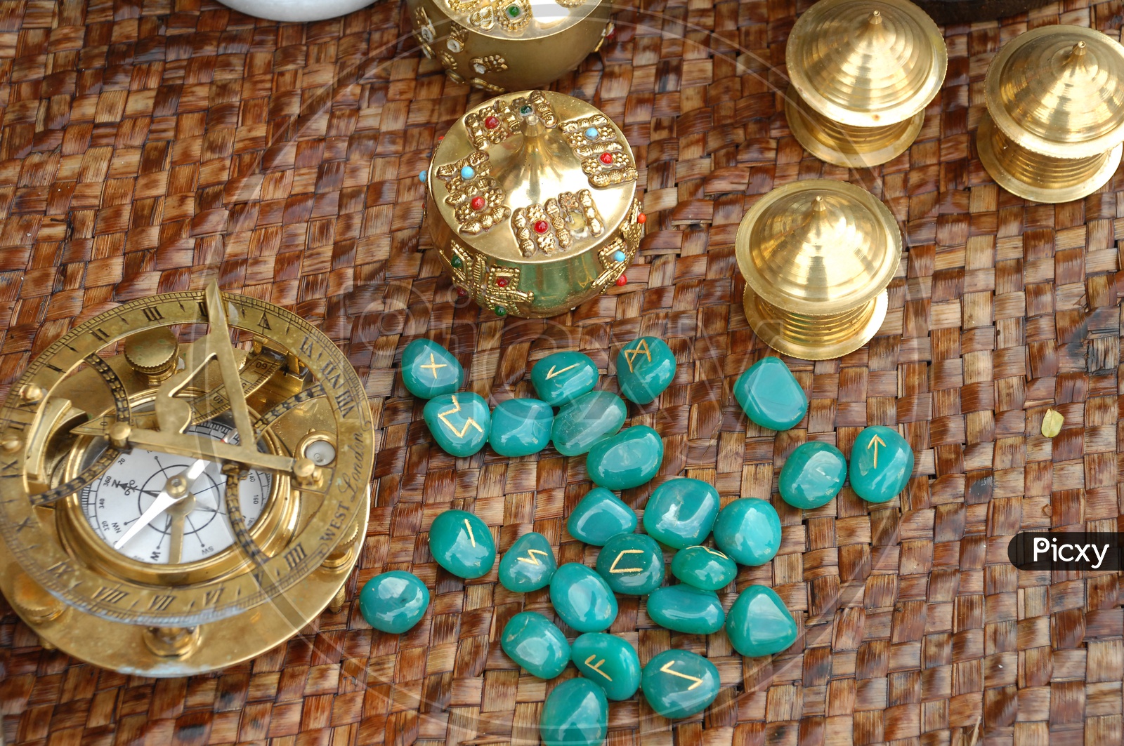 Brass Vessels and Ceramic pellets With Zodiac Signs