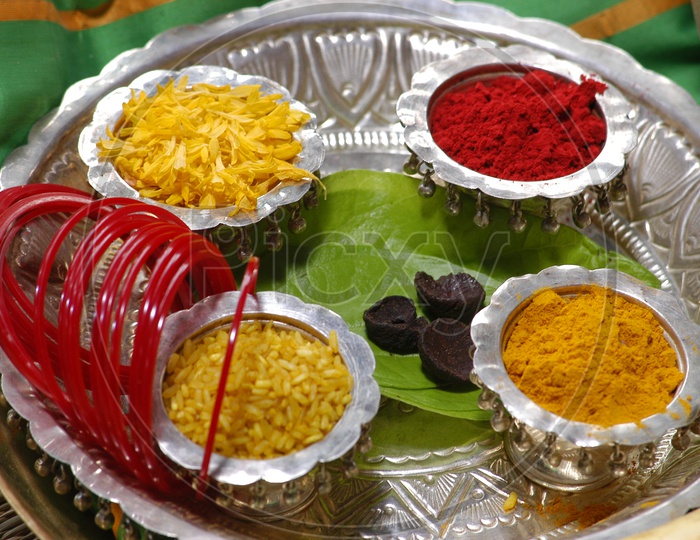 Indian Hindu Pooja / Harathi Plate