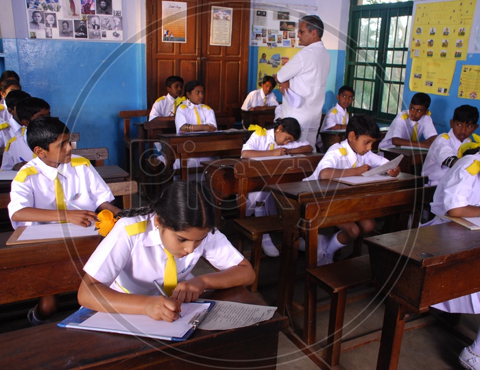 School kids writing exam  / Indian School Kids