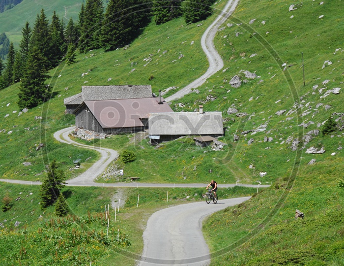 Cyclists on the Pathways Of Hill Station