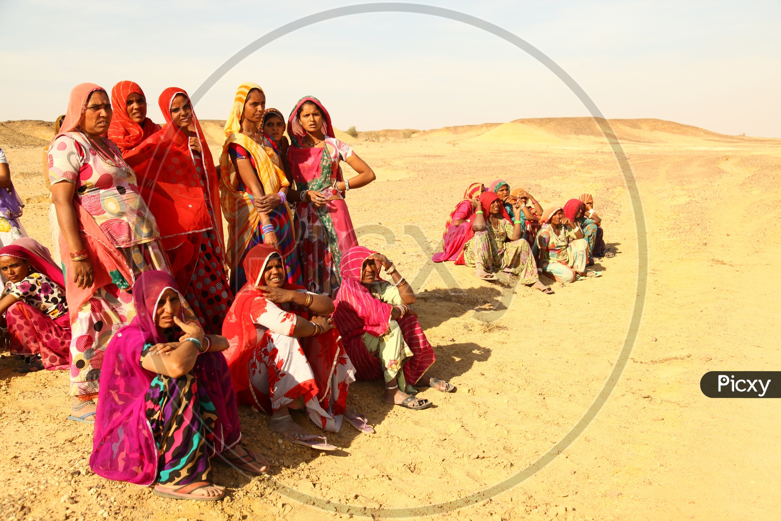 Local rajasthan Woman Wearing Their traditional Sarees in Desert