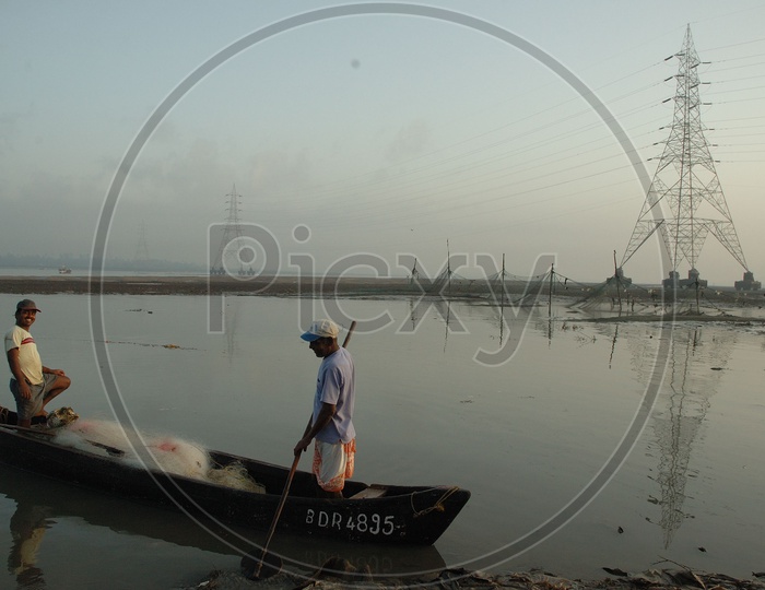 Fisher man Fishing on Boats