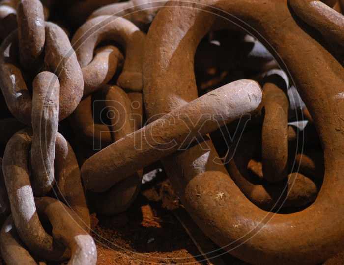 Rusted Cast Iron Chain With Links
