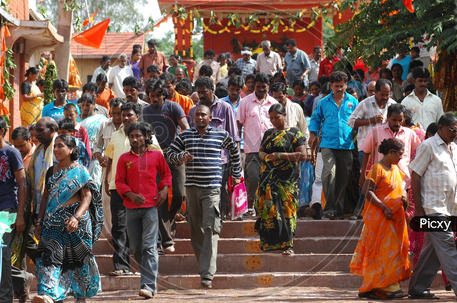 Exodus of People from a Temple