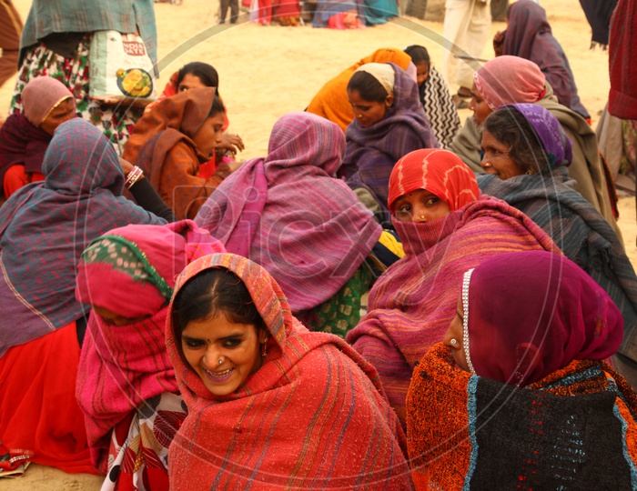 Rajasthan Local Women  sitting as a Group in Villages