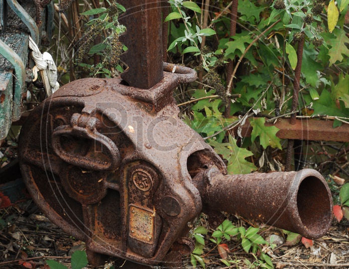 Antique iron models in Garden