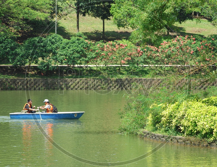 Boat Rowing in a Lake