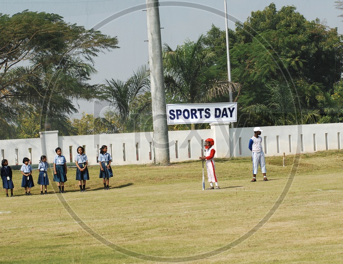 Children at the School Sport day - Playing Baseball