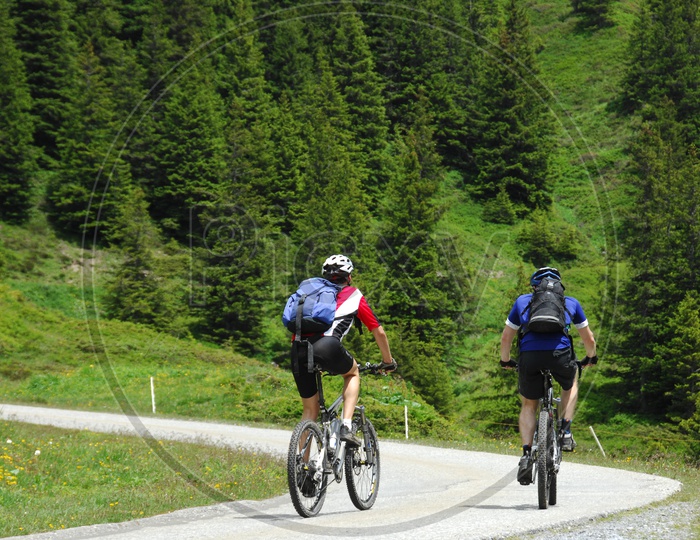 Cyclist Cycling on The Pathways Of a Hill Station