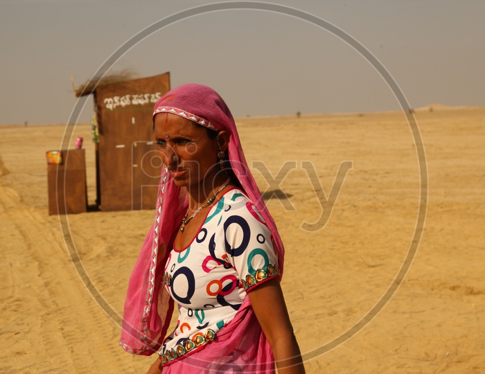 An Traditional rajasthani Woman In Desert