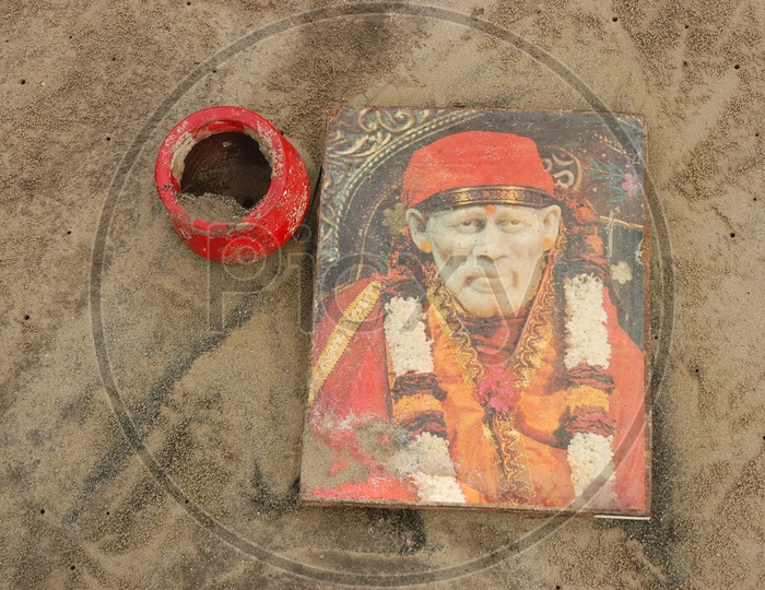 Indian God Frame Photo In Beach sand