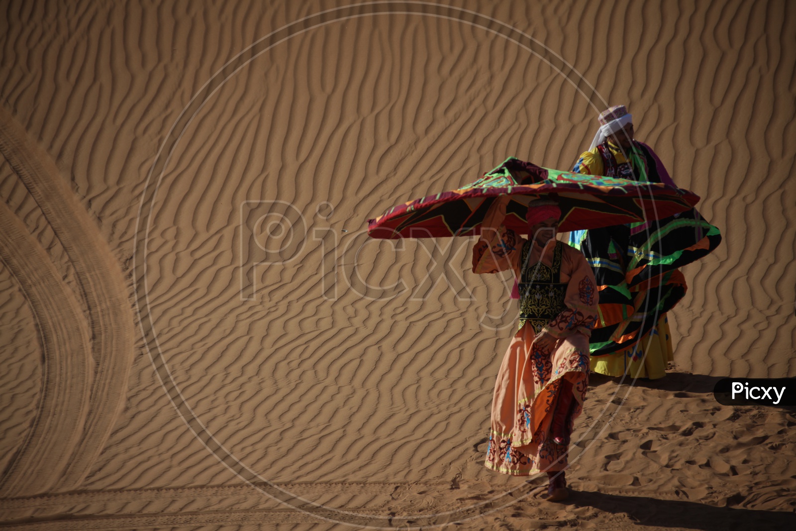 The Traditional Folk Dance Gair Artists Dancing in the Deserts of Rajasthan