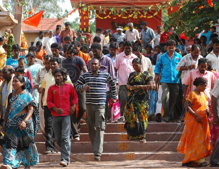 Exodus of People from a Temple