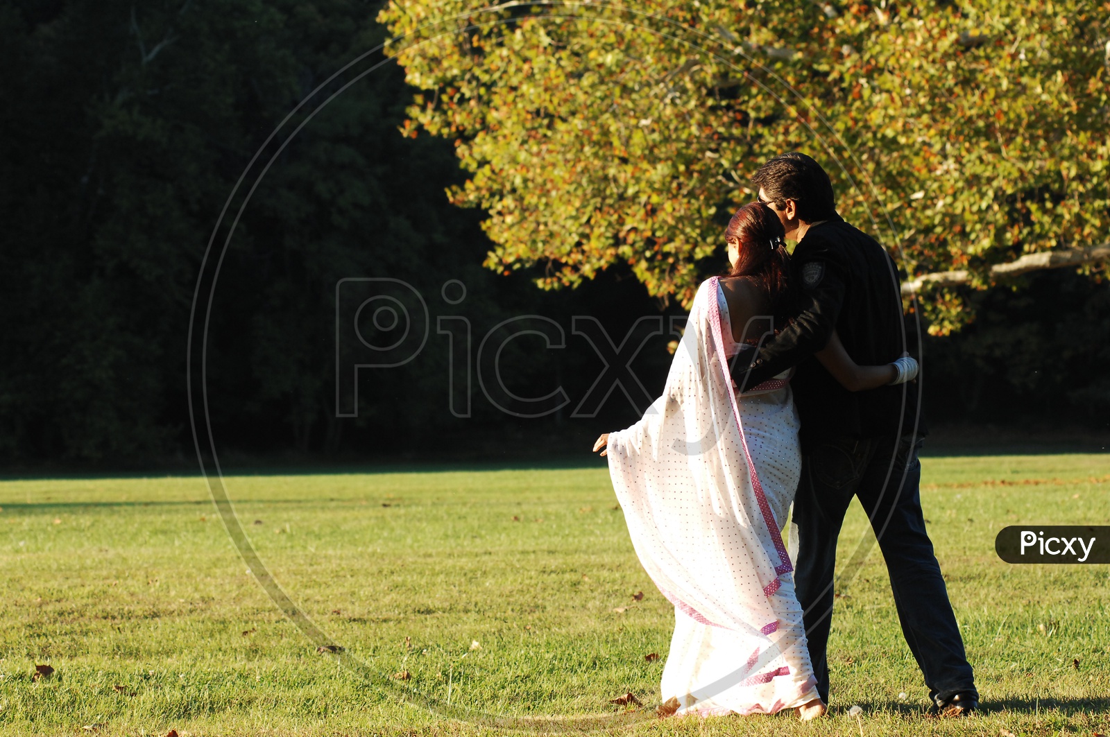 Indian couple in a park