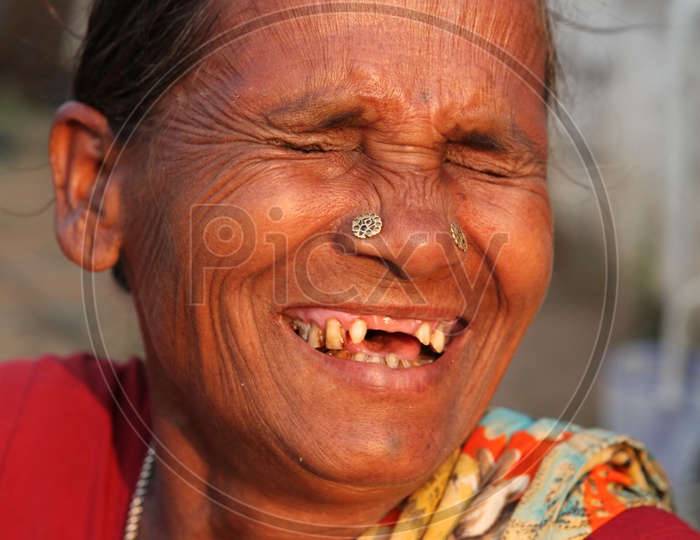 Photograph of an Old women / People face / Smiling face