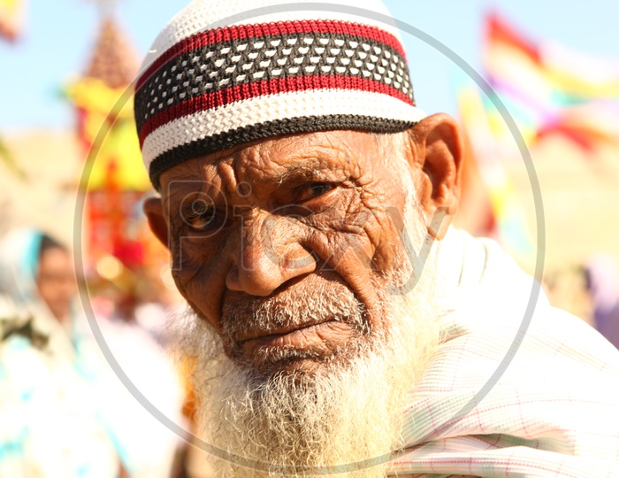 Close up shot of Indian Muslim man  face / People Face