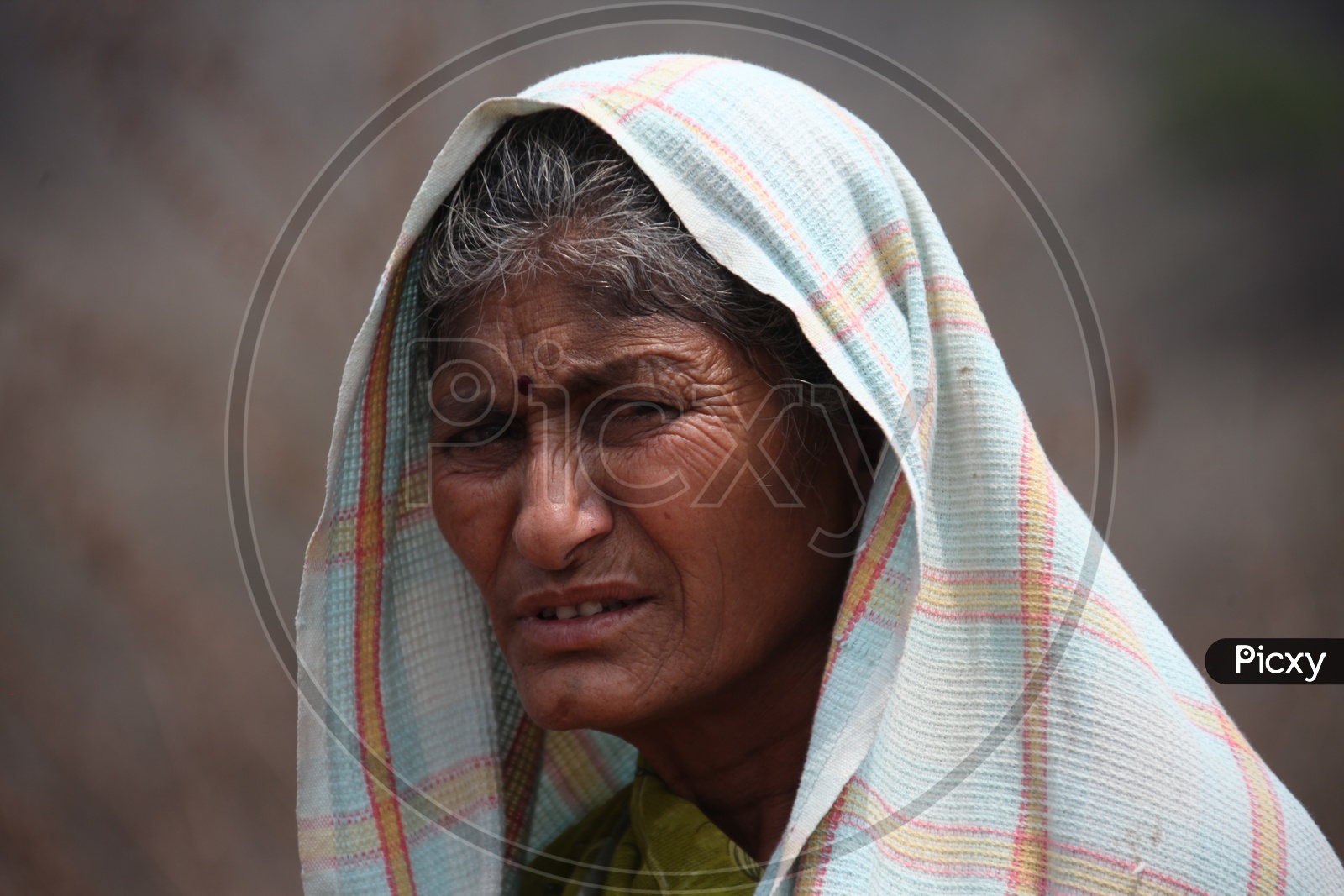 Close up shot of old women face