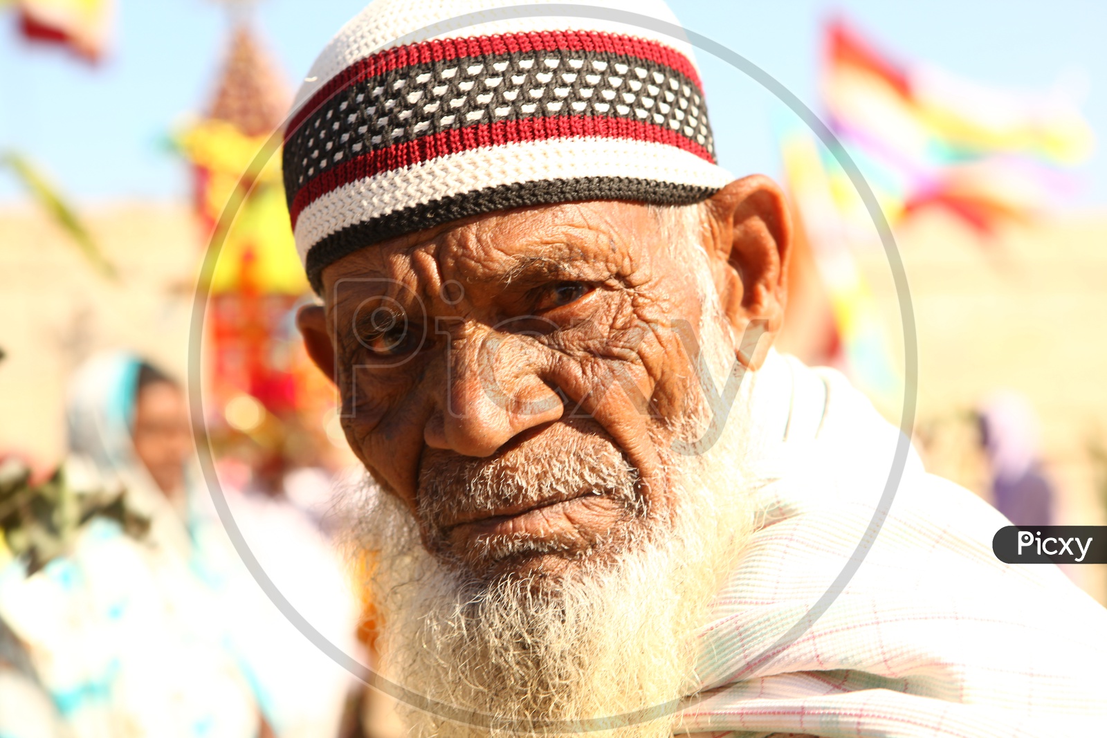 Close up shot of Indian Muslim man  face / People Face