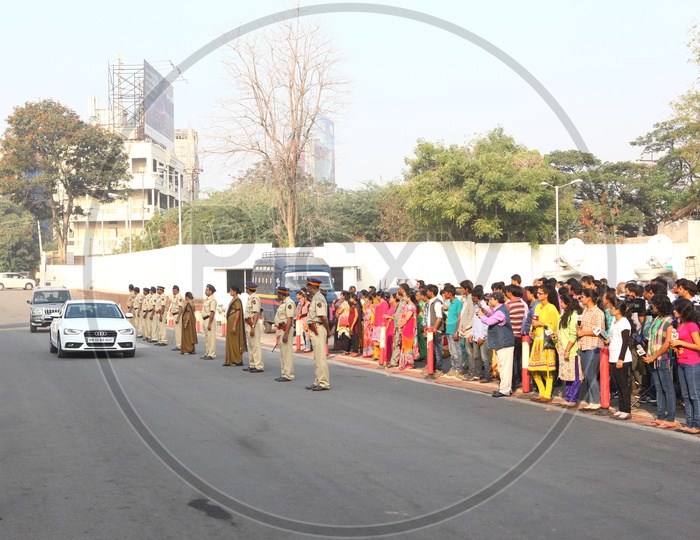 People Waiting For  a Celebrity in Maharastra