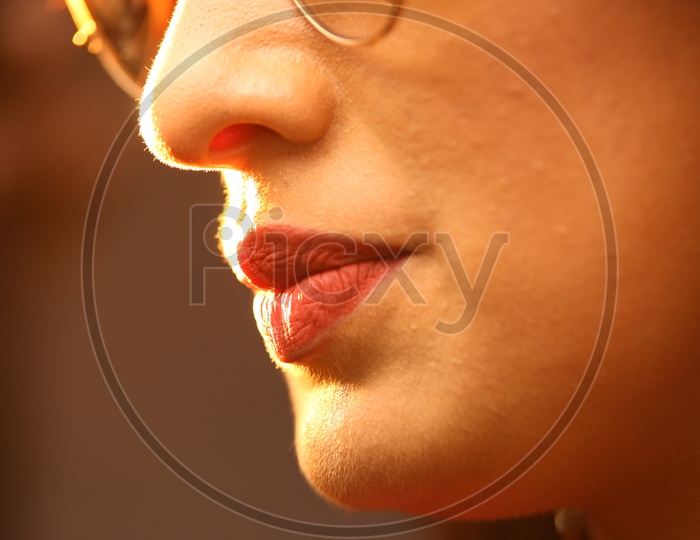 Closeup Shot of Indian Woman Lips