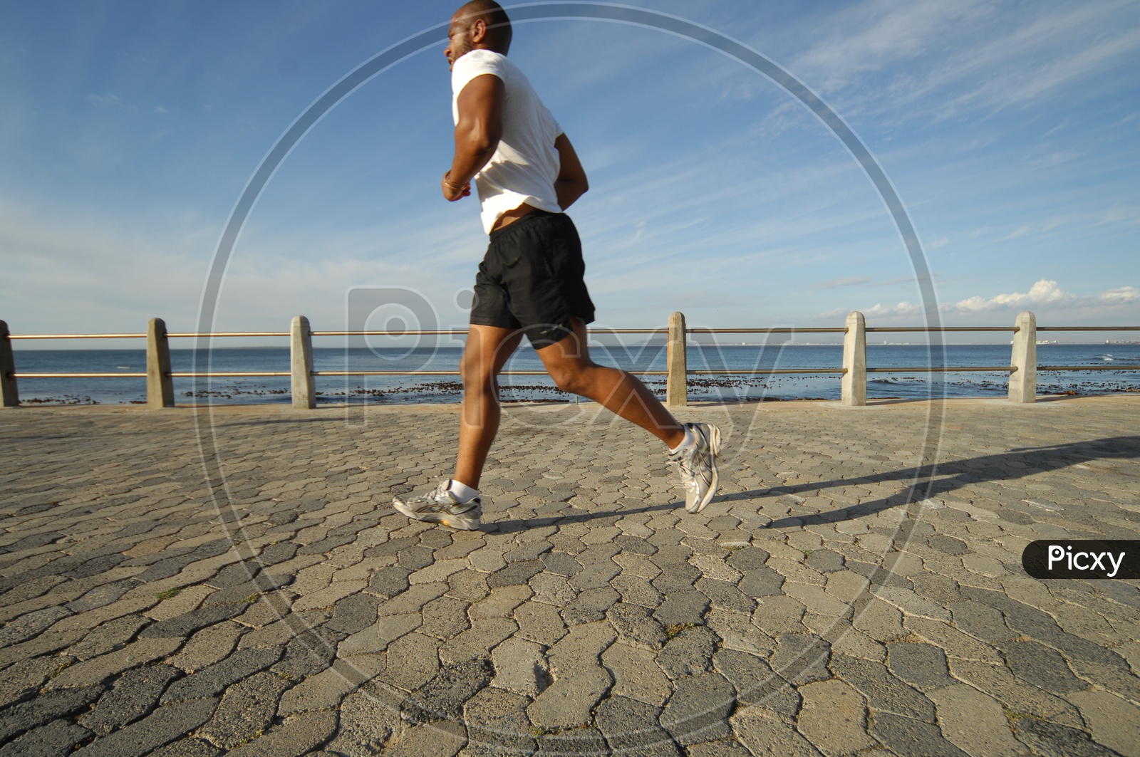Man jogging by the river