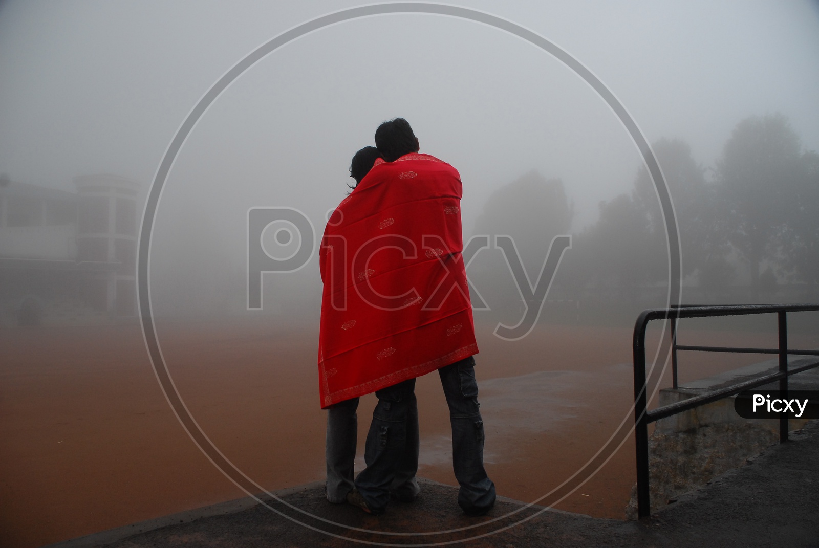 Young couple hugging on a winter day