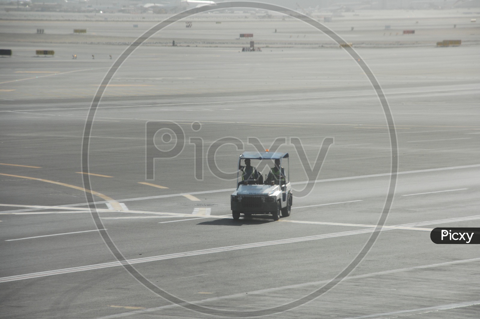 Airport Security van moving on Runway