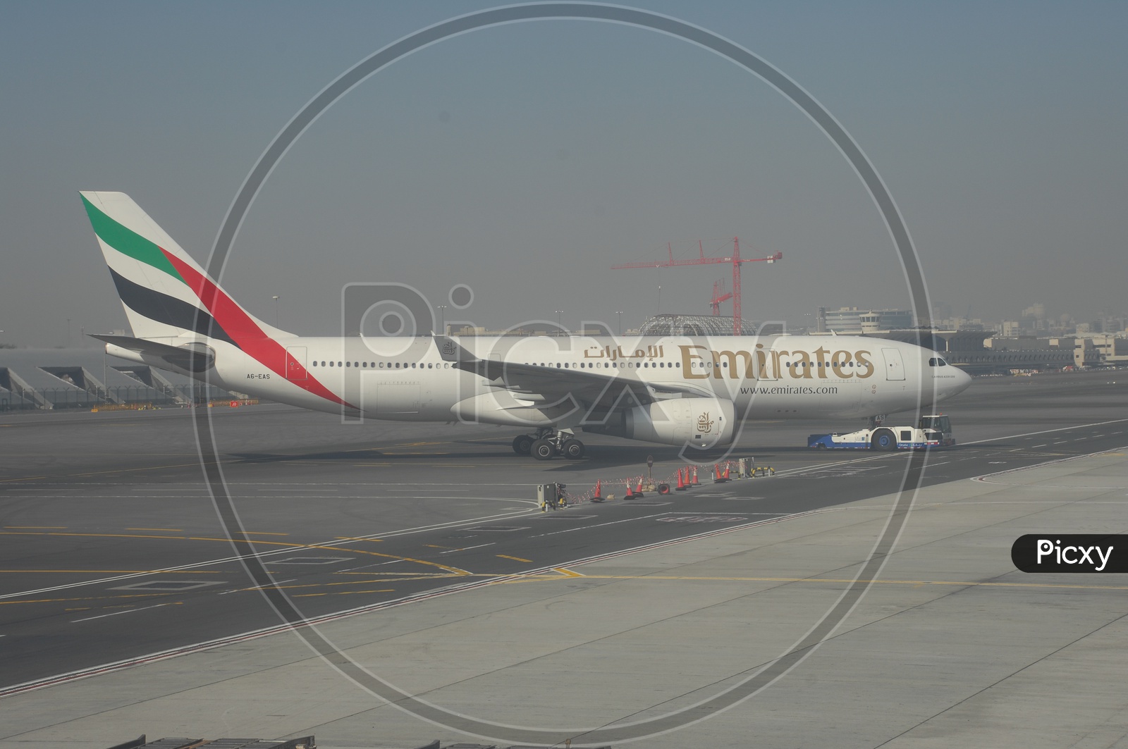 Emirates flight waiting in Airport