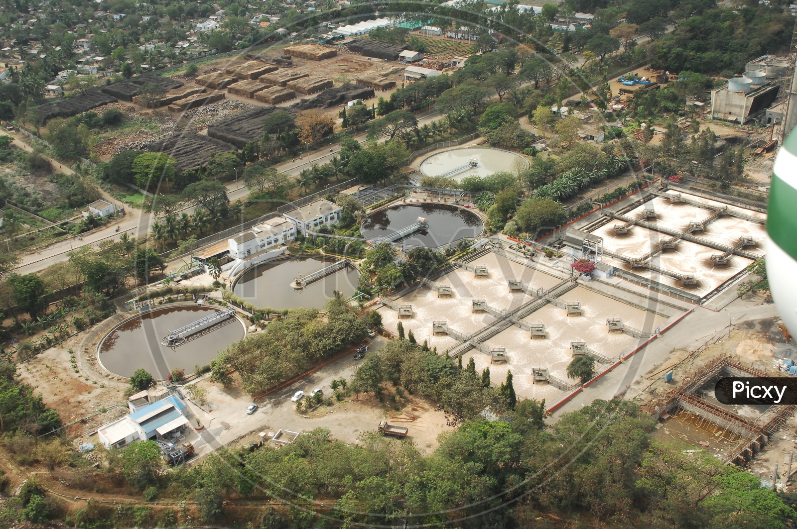 Aerial View Of Water Storage in a Factory
