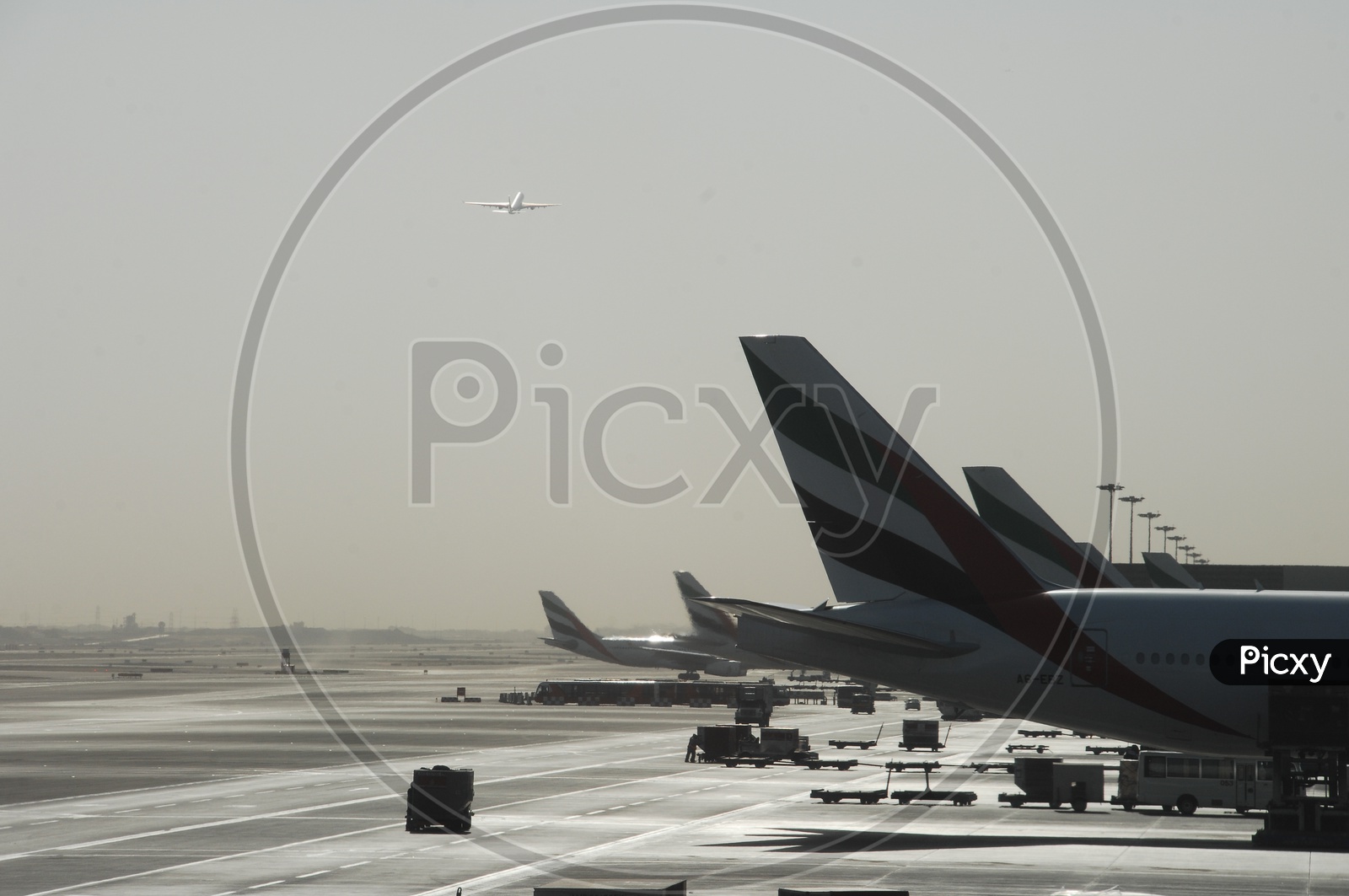 Emirates flight waiting on Runway