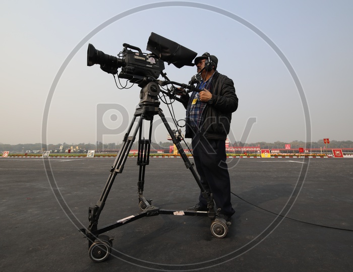 Videographer at Indian Army Day Celebrations at Parade Ground in Delhi
