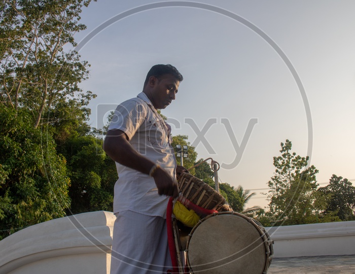 A Musician Playing The Traditional Drums in Colombo , Sri Lanka