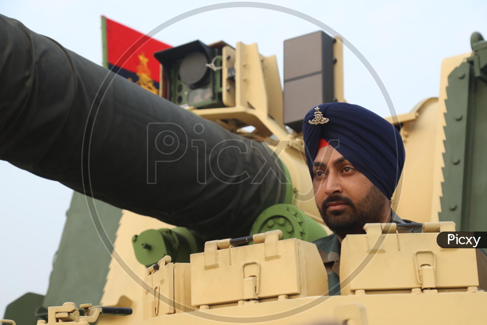 Indian Army Soldier on K9 Vajra Howitzer, Self Propelled Artillery