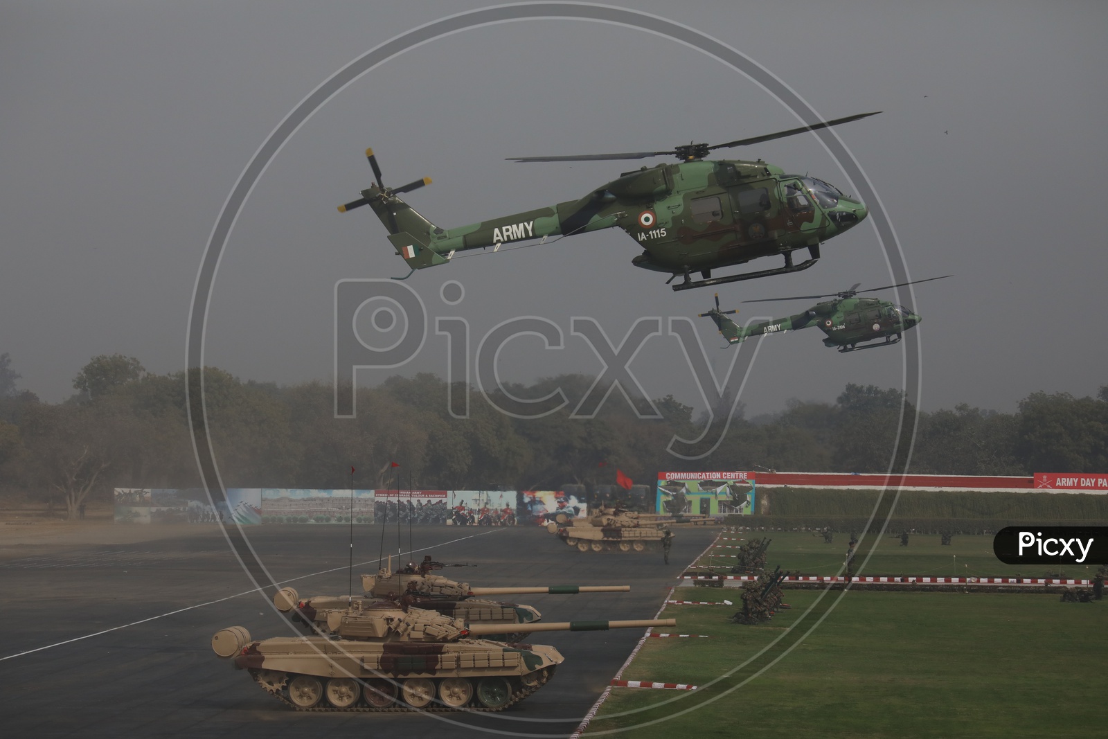 Indian Army Utility Helicopter Dhruv and Battle Tanks