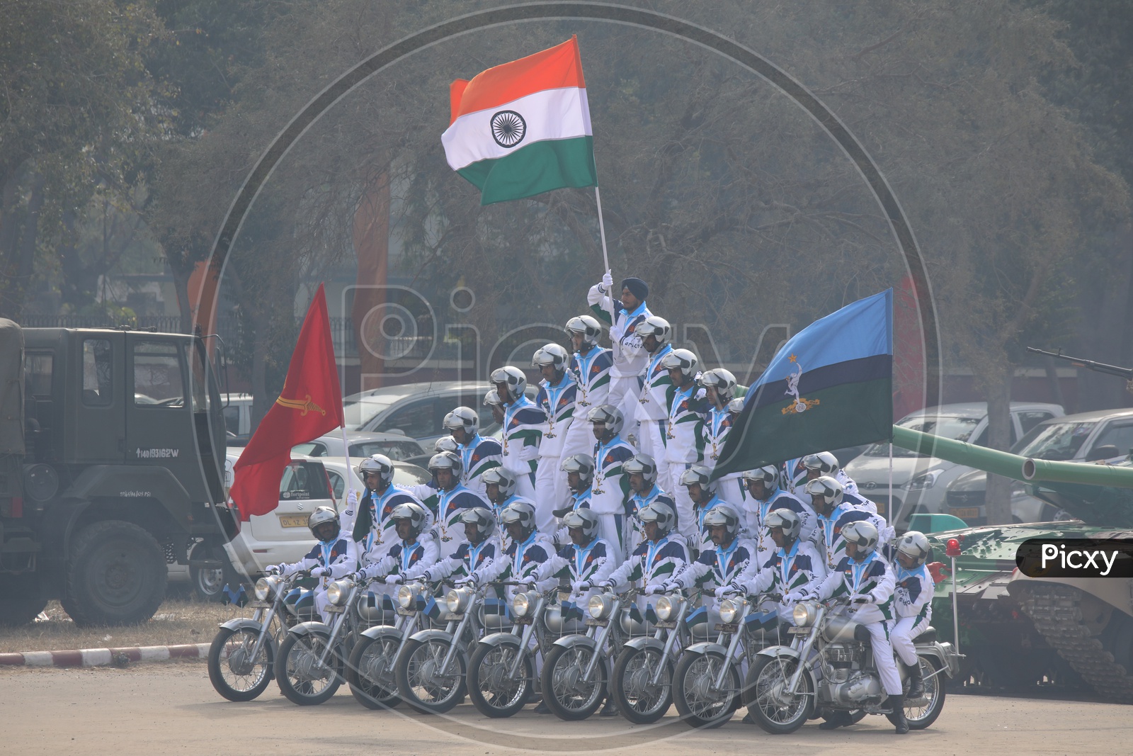 Indian Army Soldiers Performing Bike Stunts on Army Day