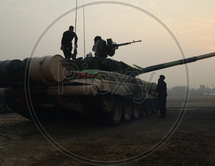 Indian Army Soldiers on T-90 Bhishma Battle Tank